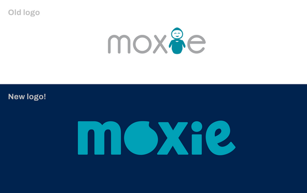 Old Moxie Robot logo side by side to Moxie Robot's new and improved logo